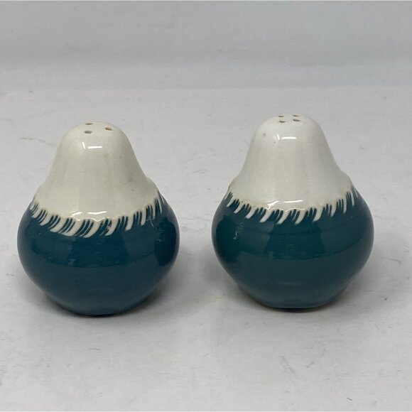 Vintage Harker Ware Corinthian Teal Green Salt & Pepper Shaker Set Harkerware - Picture 3 of 6